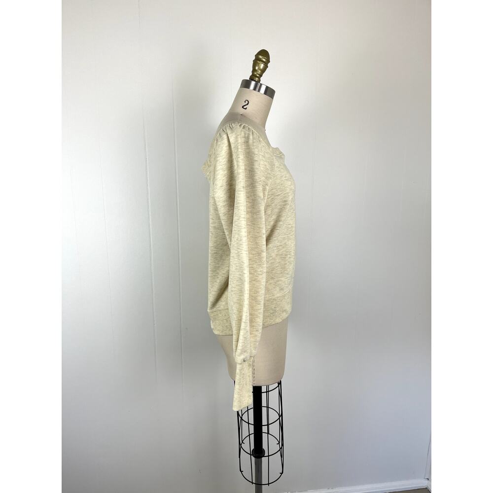 Rebecca Minkoff Ariel Sweatshirt Womens Medium Puff Sleeve Pullover Oat Melange - Picture 5 of 16